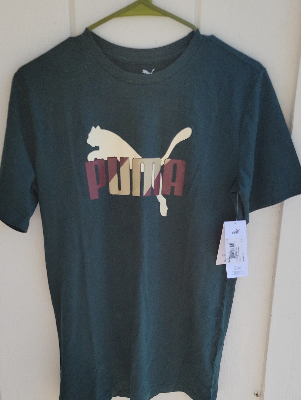 Puma Kids Green Tee with Multi-Color Logo